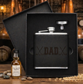black to silver PU stainless steel hip flask