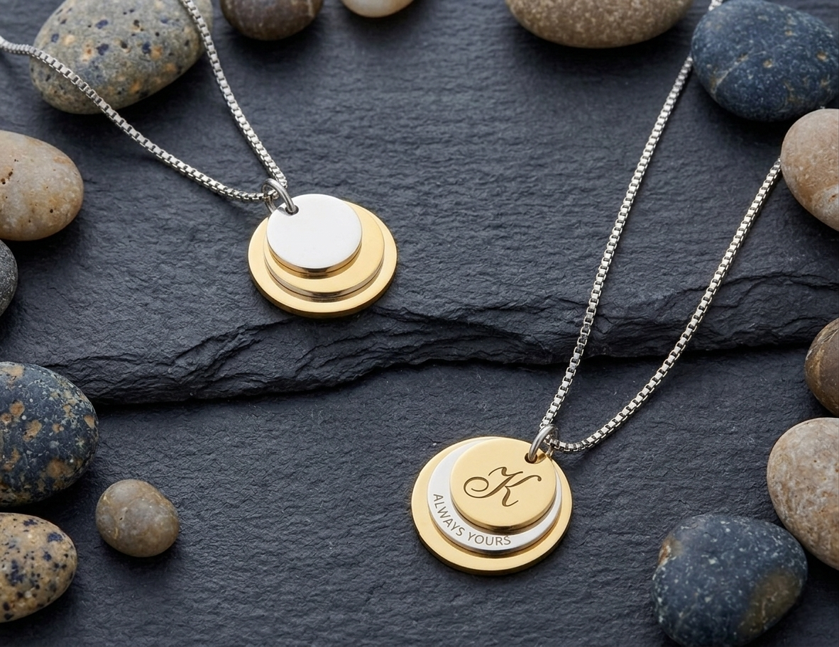 Stainless Steel Triple Pendants Necklace
